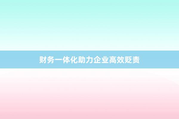 财务一体化助力企业高效贬责